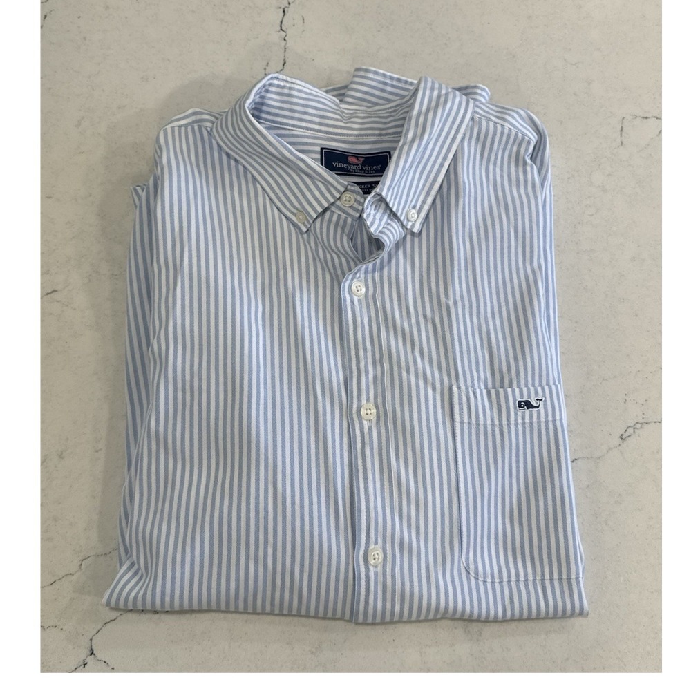 Vineyard Vines Men's Slim Fit Tucker Shirt XL Blue Striped Cotton Button Down